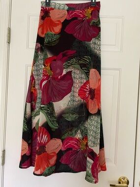 mark. Floral A-Line Maxi Skirt in Pink, Coral and Green